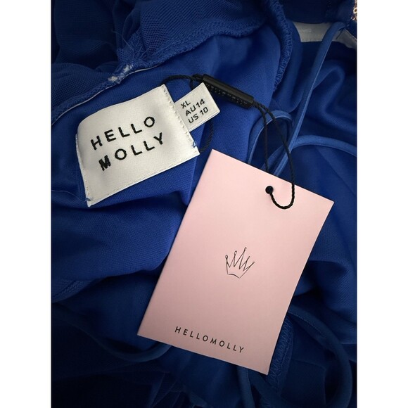 Hello‎ Molly WHISKEY SOUR DRESS BLUE luxury adjustable shoulder strapp navy XL - Picture 3 of 10